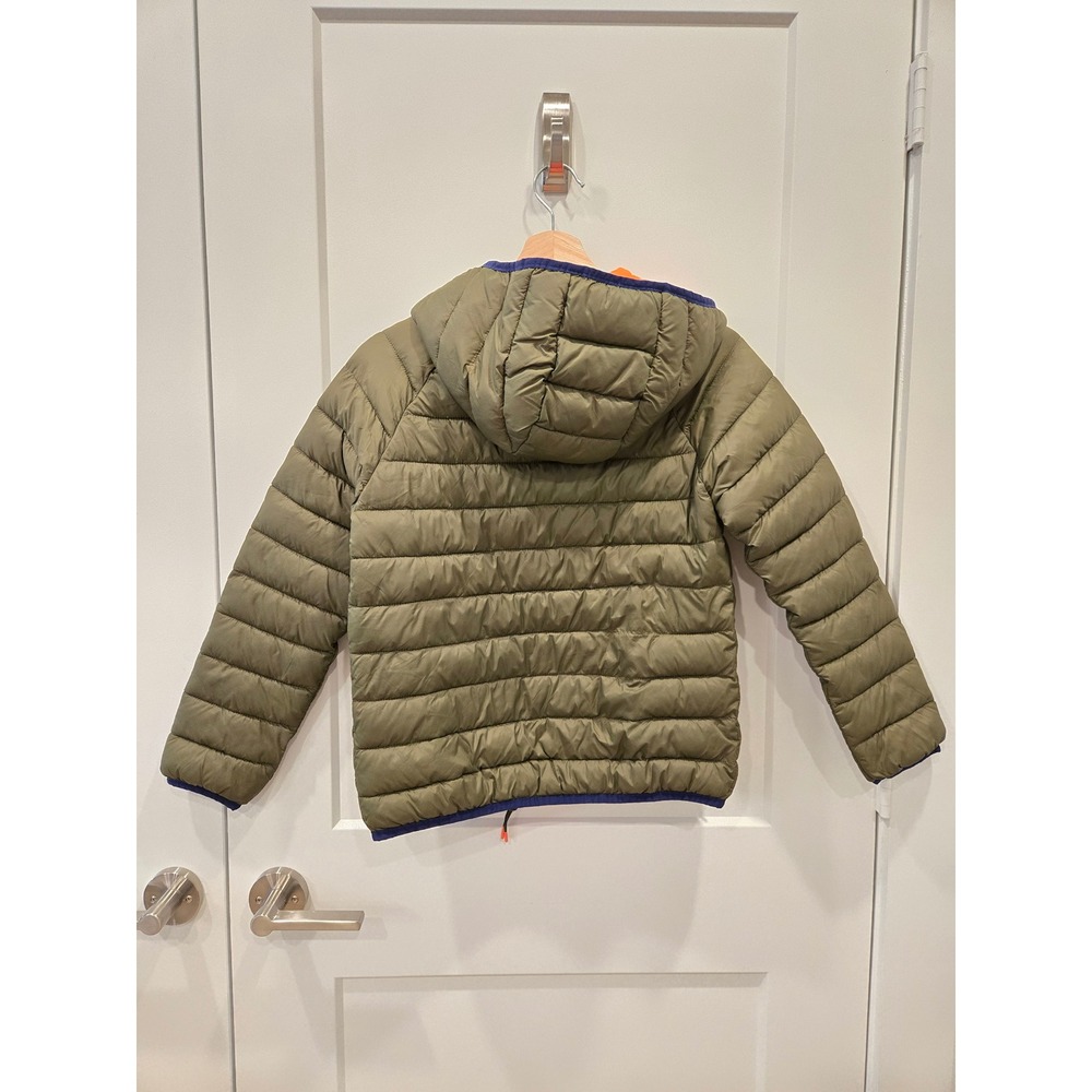 Mini Boden Kids Olive Green Packable Puffer Jacket Hooded Orange Zip 10-11 Years - Picture 9 of 11